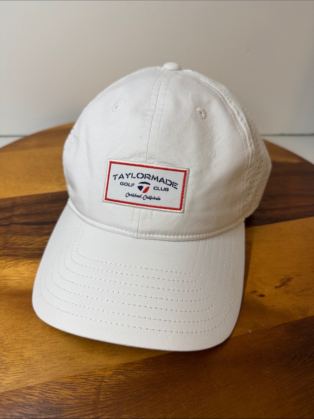 TaylorMade White Golf hat with Logo Patch Carlsbad, California. Clean
